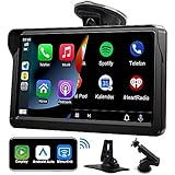 Autoradio Mit Bildschirm Für Wireless Apple Carplay/Android Auto/Mirror Link, Tragbar Car Play Touch Display 7 Zoll Car Screen mit Bluetooth, Siri/Google, FM, AUX, Navigationsgerät für Auto LKW Navi